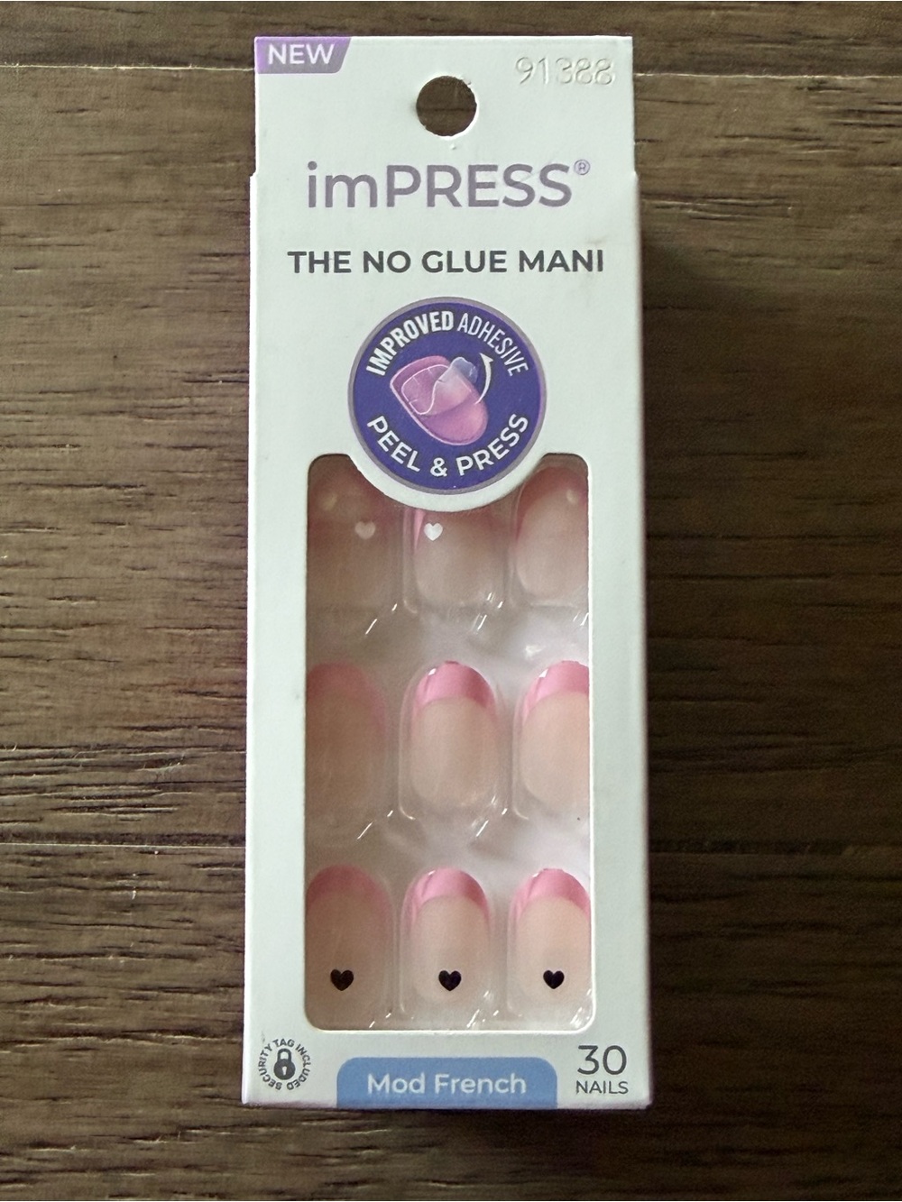 imPRESS Ditto Mod French Pink Heart Press On Nails Short NEW